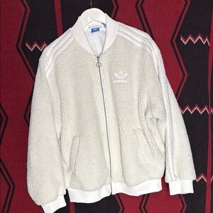 Adidas White Sherpa Jacket